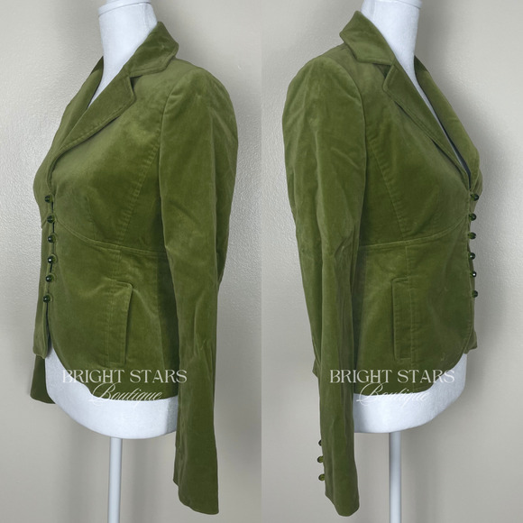 Rare Green Blazer Jacket ASO Paige Matthews Charmed Faux Velvet Vintage 0 - Picture 7 of 9